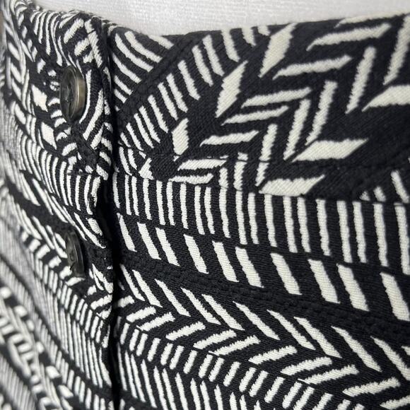 Maeve Anthropologie Striped Button Front Skirt 8 Fieldnotes Black White Tribal - Picture 9 of 15